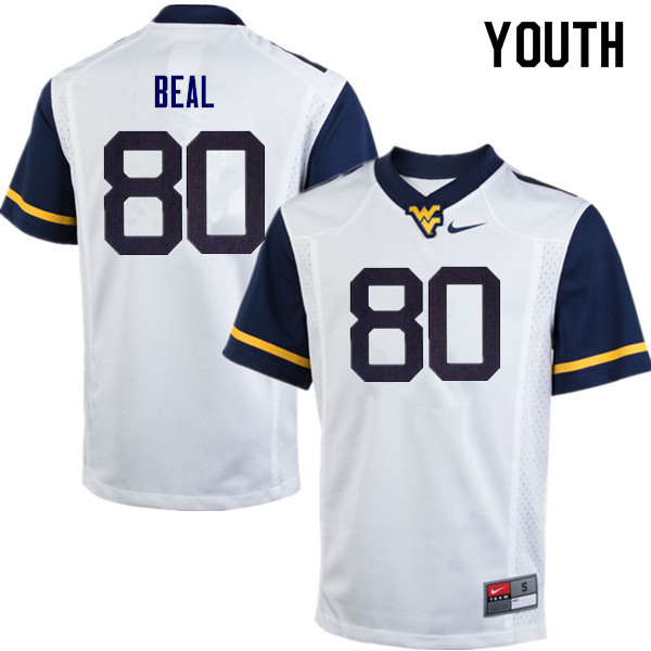 NCAA Youth Jesse Beal West Virginia Mountaineers White #80 Nike Stitched Football College Authentic Jersey BO23O51IT